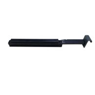 A black metal punching die with a hooked handle and evenly spaced hole punches, designed as one of the Punching Dies for James Burn EasyPunch systems.