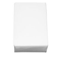 A stack of clear, rectangular 10Mil Special 3-1/8" x 4-1/2" Laminating Pouches is neatly arranged with rounded corners and uniform edges, ready for heat-sealed document protection.