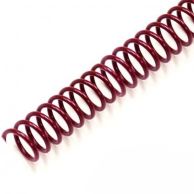 A close-up of "4:1 Maroon 12" Spiral Plastic Coils" displaying deep maroon loops designed for secure and flexible document binding.