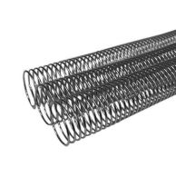 A close-up of multiple "4:1 Silver Aluminum Metal Spiral Binding Coils" arranged in parallel, displaying tightly wound loops designed for secure and durable document binding.