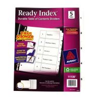 Avery 1-5 tab 11" x 8.5" Classic Black and White Dividers - 11130 Image 1