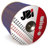 A large Blue 3:1 Wire-O Twin-Loop Binding Spool is tightly wound on a branded JBI reel, showing the continuous blue metal loops used for high-volume bookbinding.