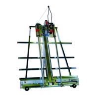 A vertical frame with a circular saw mounted on guide rails is shown in this model from the Safety Speed Panel Saws lineup.