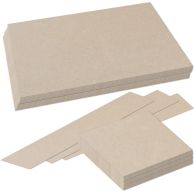 Custom Chip Board Sheets - 100% Recycled Materials in various sizes, showcasing sturdy, uncoated brown sheets ideal for use in packaging, crafts, and document protection.