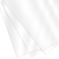 Three overlapping 10 Mil Clear Gloss Report Covers are shown with a shiny, transparent finish and sharp square corners.
