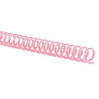 A close-up of "4:1 Pink 12" Spiral Plastic Coils" displaying bright pink loops designed for secure and flexible document binding.