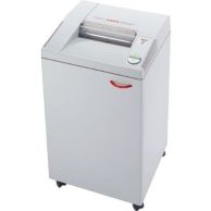 MBM Destroyit 3104 Strip Cut P-2 Large Office Shredder with a wide feed opening, control panel on the top right, and a durable cabinet on casters.