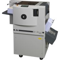The James Burn DocuPunch® PLUS Automatic Punch is a compact, floor-standing punching machine featuring a digital interface, automatic sheet feeder, and high-speed output tray for efficient mid- to high-volume punching tasks.
