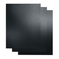Three stacked Black No Waste EnviroCover Report Covers with a smooth, matte finish and sharp square corners, designed for eco-conscious document presentation.