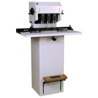 Spinnit® FMM-3 Manual 3-Spindle Floorstanding Paper Drill with adjustable margin guide and foot pedal control.