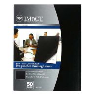 GBC Black Velobind Punched Regency Covers with a leather-like texture, pre-punched holes, and a professional finish for secure document binding.