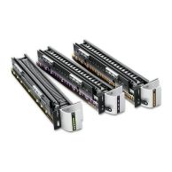 A set of GBC MagnaPunch Pro Dies is arranged in a row, showcasing various labeled punching styles with color-coded indicators for easy identification and tool-free swapping.