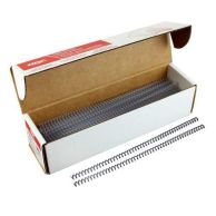 An open box containing a bundle of GBC Premium ColorCoil 6mm Clear Spiral Coils, with two individual clear coils placed outside the box to display their length and consistent spiral pattern.