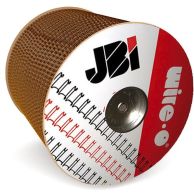 A large industrial Gold 3:1 Wire-O Twin-Loop Binding Spool is tightly coiled on a branded JBI reel, showing the wire pattern and pitch for high-volume binding applications.