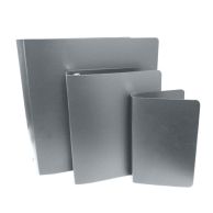 A collection of black binders in various sizes displayed together, showcasing their smooth covers and sturdy construction, designed for efficient organization and document storage in both standard and mini formats.



