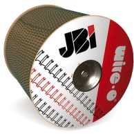 A large industrial-sized spool of 3/8" Green Wire-O Spool [3:1 Pitch] coiled tightly around a branded JBI core, displaying rows of evenly spaced twin-loop binding wire.