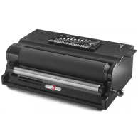 The Rhin-O-Tuff ONYX HD4170 Electric "Rhin-O-Roll" Coil Inserter Module features dual rubber rollers and an adjustable lower roller for efficient coil insertion, designed to integrate seamlessly with modular punch machines.