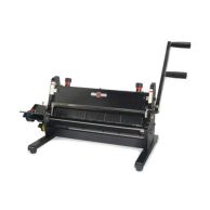 The Rhin-O-Tuff Onyx HD8370 Semi-Automatic Wire Closer and Inserter features a black metal frame with dual lever handles, adjustable closing knobs, and a wire insertion system designed for fast and precise twin-loop wire binding.