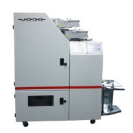 The Rhin-O-Tuff Tornado Autopunch EX Punching Machine is a vertical automatic punching system featuring a user-friendly touchscreen and dual input trays for high-efficiency document processing.
