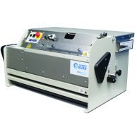 The James Burn Koilmatic Automatic Coil Inserter & Crimper is a compact, semi-automatic binding machine designed for efficiently inserting and crimping plastic coils, featuring an integrated control panel and adjustable settings for various coil sizes.