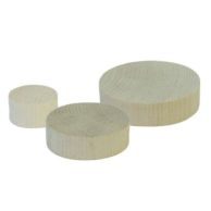 Solid wood drill blocks are compatible with the Challenge Machinery EH-3 paper drill machine and measure 3" diameter and 3/4" thick.