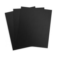 Three Black Linen Paper Report Covers are shown stacked and slightly fanned out, highlighting their smooth and professional texture.