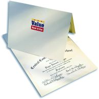 Custom Paper Certificate Holders displaying a printed logo on the outside and securely holding a diploma inside with corner slits to protect and present important documents.