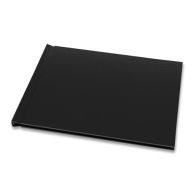 A closed Black Vegan Leather 8-1/2" H x 11" W Landscape Pinchbook™ Hardcover Photo Book with a smooth, textured cover.