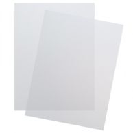 Two overlapping 9" x 11" Clear Poly Matte/Frost Covers are displayed with a semi-transparent, frosted surface and clean, squared edges.