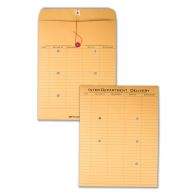 Quality Park® 10" x 13" Two-Sided Five-Column Format Inter-Departmental Envelopes [Recycled Brown Kraft, String & Button Closure] - 100/Box