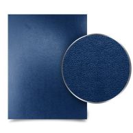 A textured Sedona A4 Size Navy Blue Premium 17pt Vinyl Report Cover is shown with a close-up inset highlighting the durable grain finish and deep blue tone.