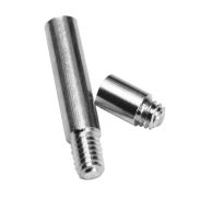 Silver Aluminum Chicago Screw Post Extensions shown in two sizes, featuring smooth cylindrical bodies with external threading for lengthening binding capacity.