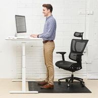 Deflecto® Sit/Stand Black Mat for All-Pile & Hard Floors (Non-Studded) with Straight Edge Image 1