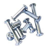 Steel Screw Posts in various lengths are arranged on a white background, showing their metallic finish, slotted heads, and cylindrical bodies.