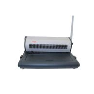 A Tamerica TCC-SP41 Coil Punch and Bind Machine with Fully Disengageable Pins featuring a compact design, a durable punching mechanism with evenly spaced holes, a manual binding lever, and a spacious base for stability during document binding.