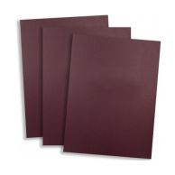 Three stacked sheets of Standard 15pt Maroon Vinyl Report Covers with a leather-like textured finish and rounded corners, designed for letter-size documents.