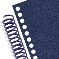 Spiral Binding Coil Pre-Punched Vinyl Covers in navy blue with round punch holes designed for coil binding systems.