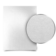 Sedona White Premium 17pt Vinyl Report Covers shown with a smooth, lightly textured finish and a zoomed-in detail highlighting the durable grain pattern.