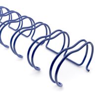 A close-up of large, sturdy Blue 2:1 Wire-O Twin-Loop Binding Spines showcases their curved metal loops designed to securely hold thicker stacks of paper or covers.