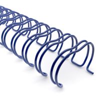 A tightly wound row of Blue 3:1 Wire-O Twin-Loop Binding Spines is arranged in a curve, featuring a glossy blue finish and evenly spaced loops ideal for holding punched pages securely.