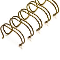 A close-up of metallic Gold 2:1 Wire-O Twin-Loop Binding Spines shows the double-looped wire coils arranged in a curved line against a white background.