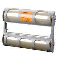 A dual-roll cartridge of XyronPRO XM1255 Laminator Refills is mounted in a gray plastic frame with a visible orange label, designed for two-sided lamination applications.