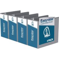 Easyview 5" Grey Letter Size Premium Customizable Angle D Ring View Binders (4/Pack)