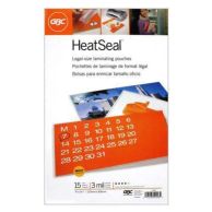 3MIL GBC HEATSEAL CLEAR LEGAL SIZE LAMINATING POUCHES 15PK