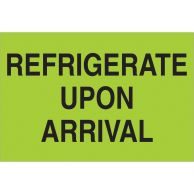 2" x 3" -  "Refrigerate Upon Arrival" (Fluorescent Green) Labels - 500 Per Roll