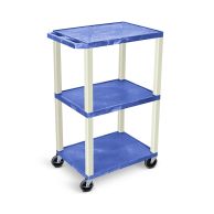 Luxor 42" High 3-Shelf Utility Carts [w/ 3-Outlet Electrical Assembly, Blue Shelves] Image 1