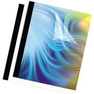 Fellowes 1/16" Thermal Binding Covers [Clear Front/Black Linen Back] - Pack of 10 Image 1
