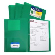C-Line Two-Pocket Heavyweight Poly Green Folder With Prongs 25pk - CLI-33963 - Clearance Sale