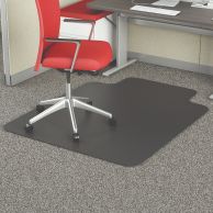 Deflecto® EconoMat Black Chair Mat for Carpet (Occasional Use) Lipped Shape with Straight Edges Image 1