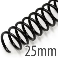 25mm (1") Black Spiral Plastic Coils [36" Long, 4:1 Pitch, 230 Sheet Capacity (approx)] (100/Box)